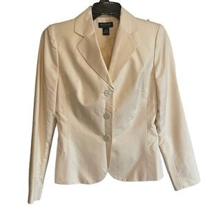 Ann Taylor Vintage Fitted Silk Lining Cream Ivory Blazer Size 0